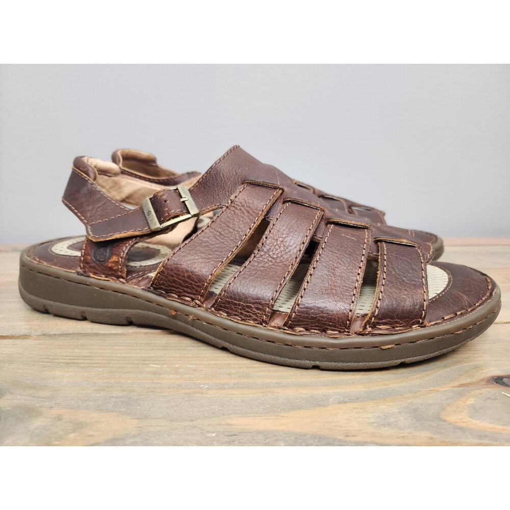 Born Fisherman Brown Leather Open Toe Casual Sandal Men 12 US